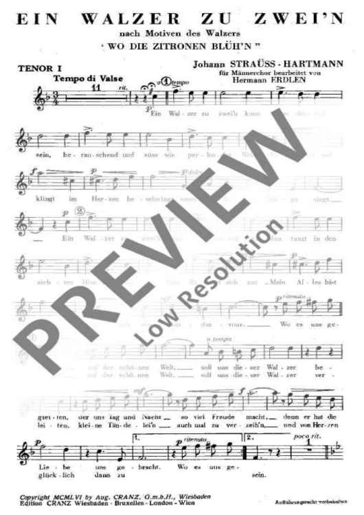 Ein Walzer zu zwei'n - Tenor I