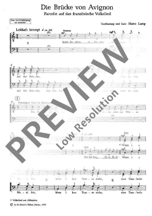 Die Brücke von Avignon - Choral Score