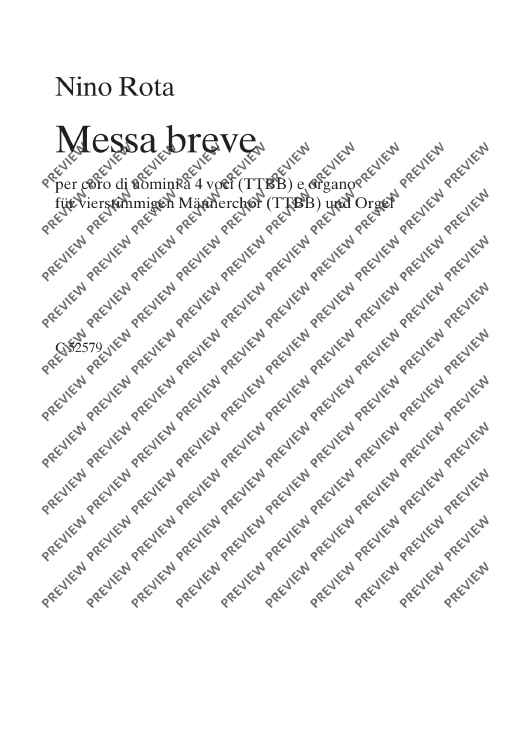 Messa breve - Score