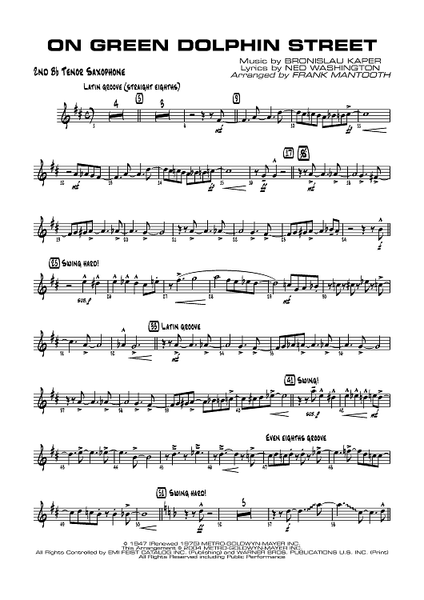 「民謡の調子で」～in folk style トロンハイム・ソロイスツ 他 On Green Dolphin Street - B-flat Tenor Saxophone 2