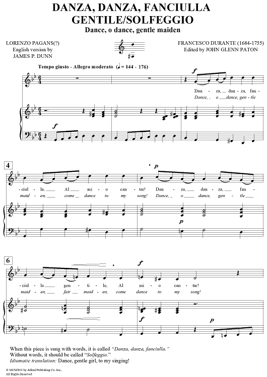 Danza Danza Fanciulla Gentile / Solfeggio (Dance, o dance, gentle maiden)