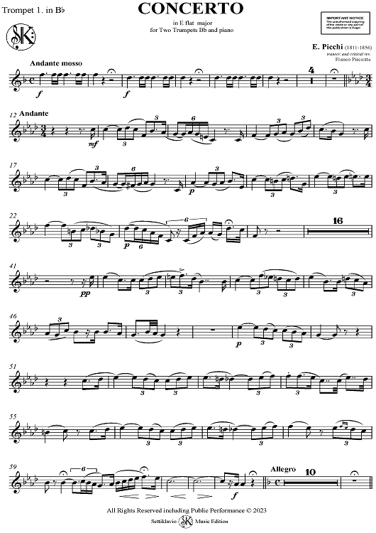 Concerto in E flat Major for 2 Trumpets in Bb - Bb Trumpet 1