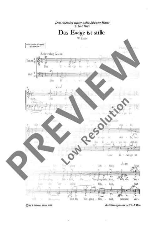 Das Ewige ist stille - Choral Score