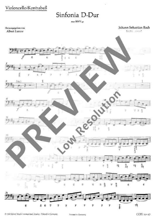 Sinfonia in D major - Cello / Double Bass