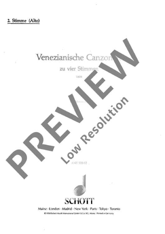 Venezianische Canzonen - Part 2, Alto