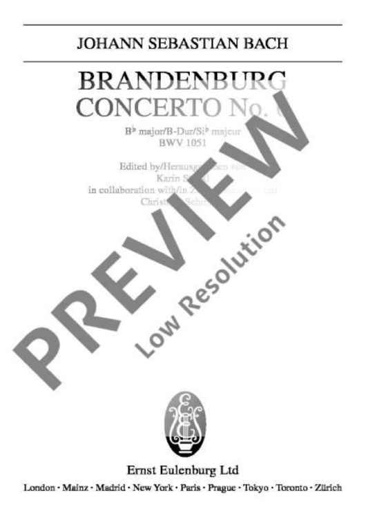 Brandenburg Concerto No. 6 Bb major - Full Score