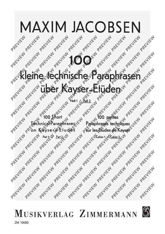 100 Short Technical Paraphrases on Kayser's Etudes