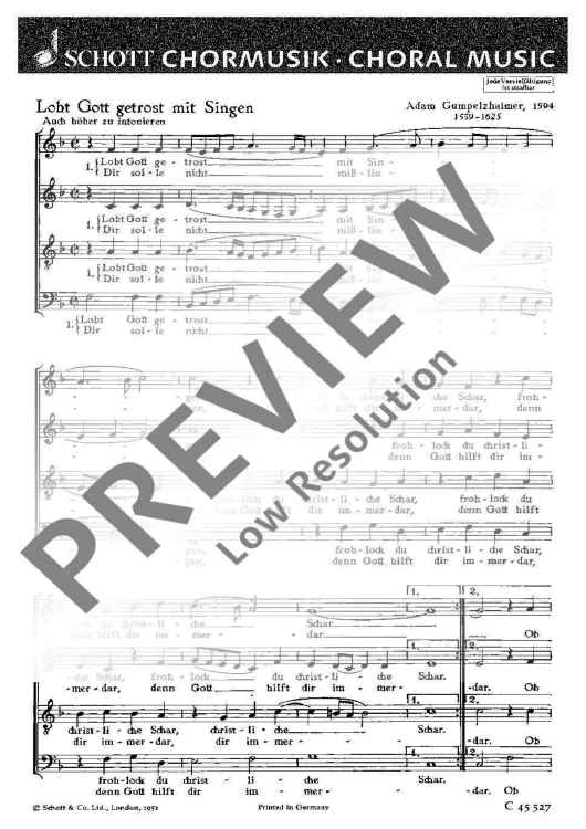 Lobt Gott getrost mit Singen - Choral Score