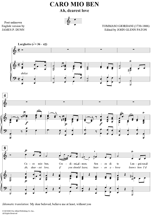 Caro Mio Ben (Ah, dearest love)