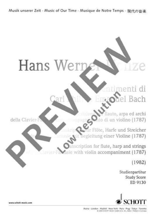 I sentimenti di Carl Philipp Emanuel Bach - Full Score