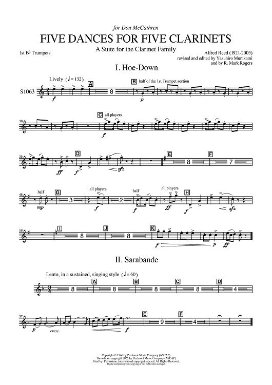 Five Dances for Five Clarinets - 1st Bb Trumpets