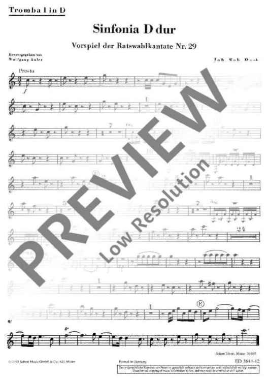 Sinfonia D major - Trumpet I In D