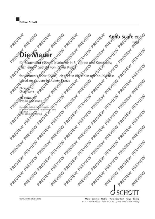 Die Mauer - Choral Score