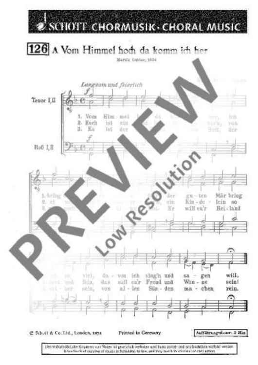 Vom Himmel hoch, da komm ich her / In dulci jubilo - Choral Score