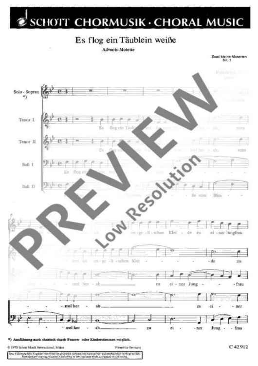 Zwei kleine Motetten - Choral Score