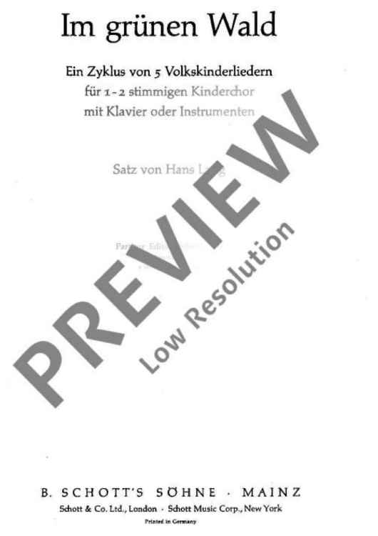 Im grünen Wald - Score