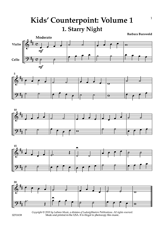 Kids' Counterpoint: Volume 1 for Violin and Cello