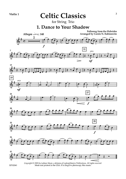 Celtic Classics - for String Trio - Violin 1
