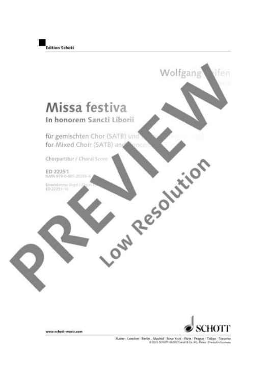 Missa festiva - Choral Score