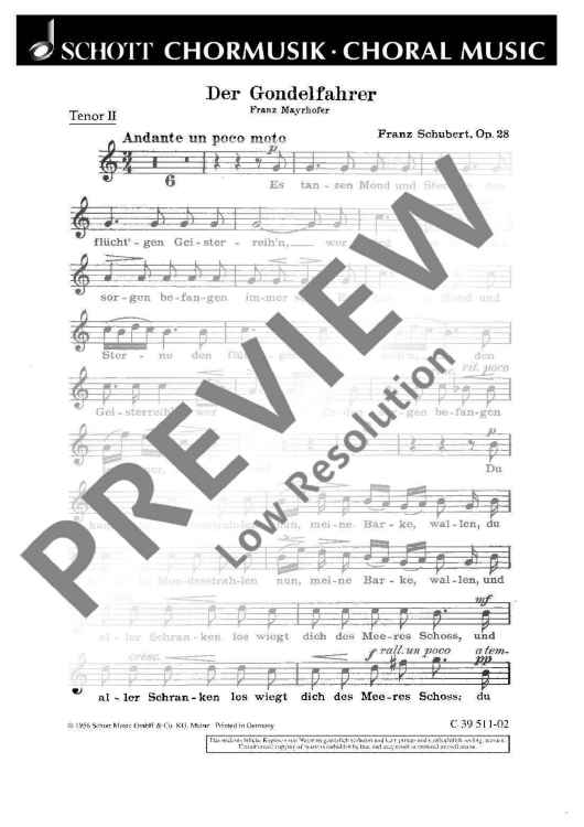 Der Gondelfahrer - Tenor Ii