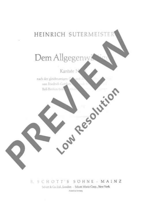 Kantate Nr. 3 - Piano Reduction