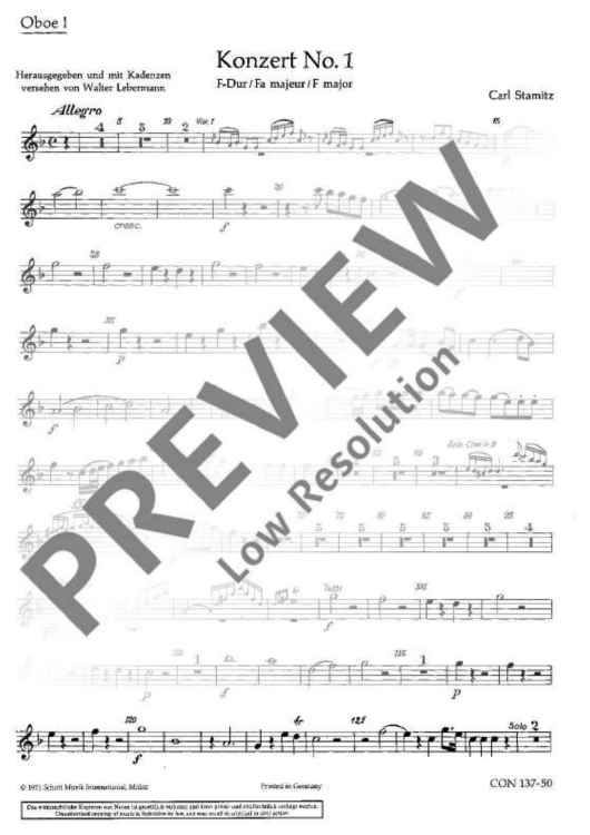 Concert No.1 F major - Oboe 1