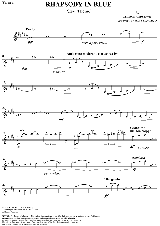 Rhapsody in Blue - Violin 1