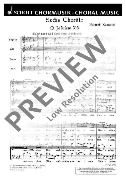 Sechs Choräle - Choral Score