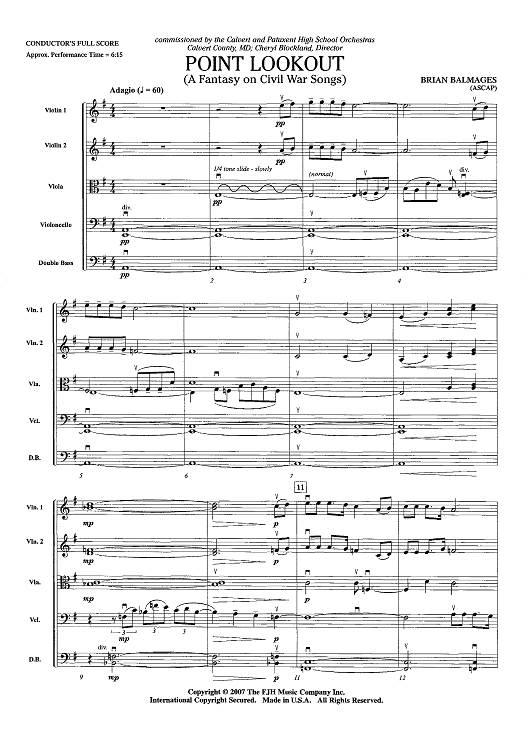 Point Lookout (A Fantasy on Civil War Songs) - Score