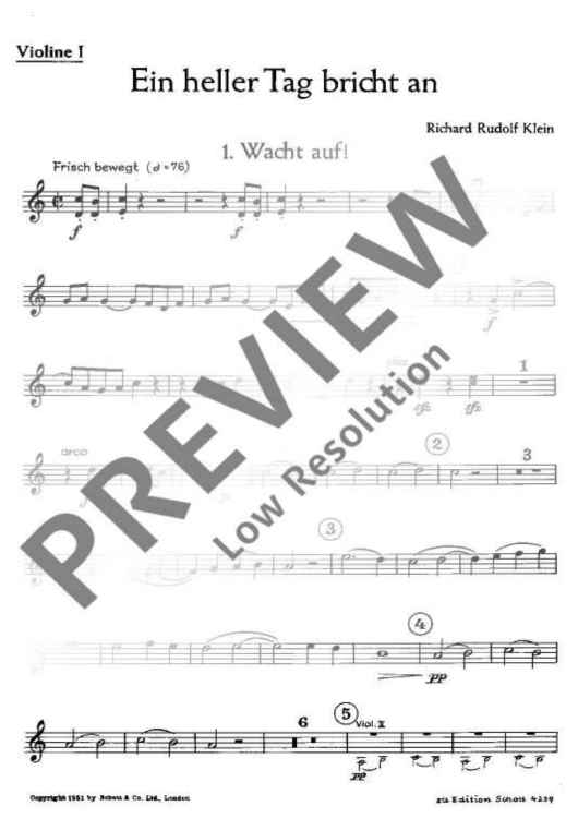 Ein heller Tag bricht an - Violin I