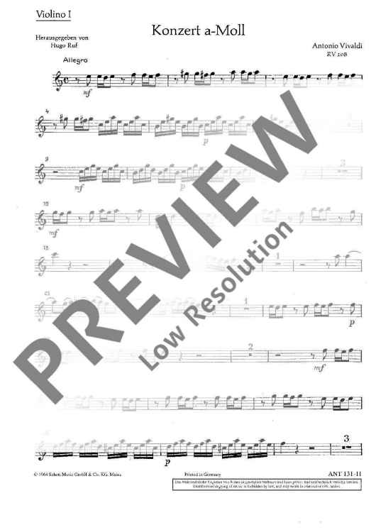 Concerto A minor - Violin I