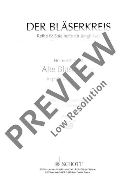 Alte Bläsersätze - 1st Part In Bb