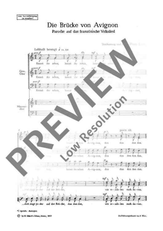Die Brücke von Avignon - Score