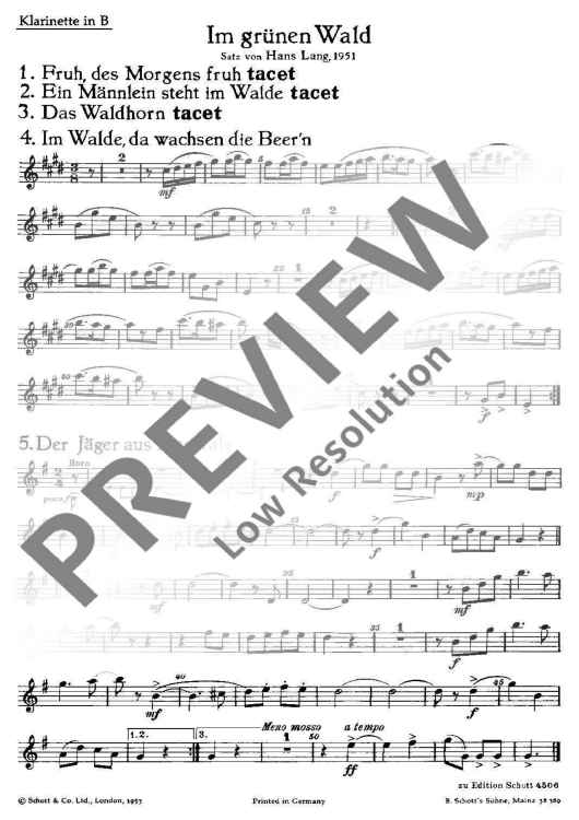 Im grünen Wald - Clarinet in Bb