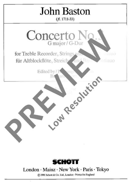 Concerto No. 3 G Major - Score