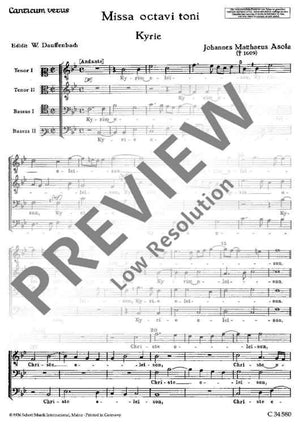 Missa octavi toni 4 covum inaequalium - Choral Score