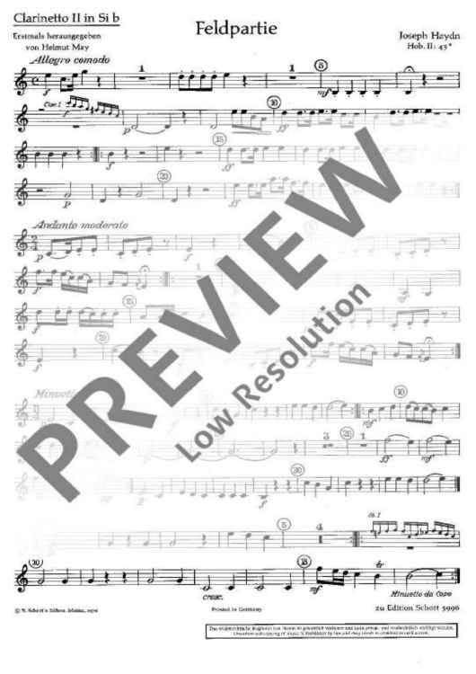 Feldpartie in G minor - Clarinet Ii