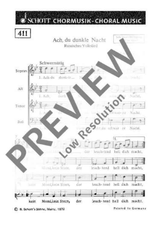 Ach, du dunkle Nacht - Choral Score
