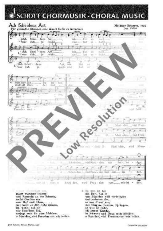 Ach Scheidens Art / Wie schön blüht uns der Maie - Choral Score