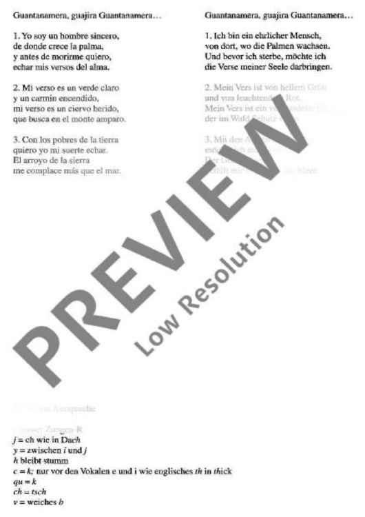 Guantanamera - Choral Score