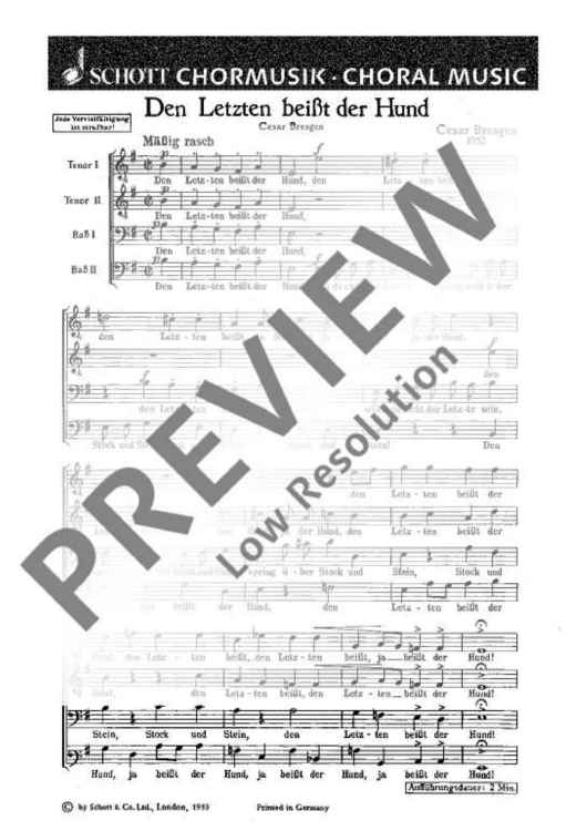 Den Letzten beißt der Hund - Choral Score