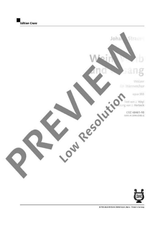 Wein, Weib und Gesang - Score