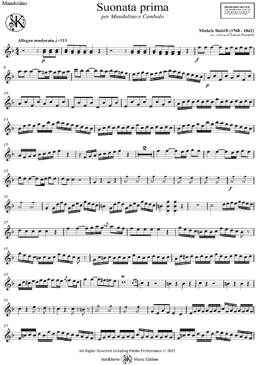 Suonata prima Per Mandolino e Cembalo - Mandolin