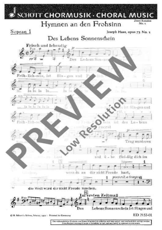 Hymnen an den Frohsinn - Soprano I