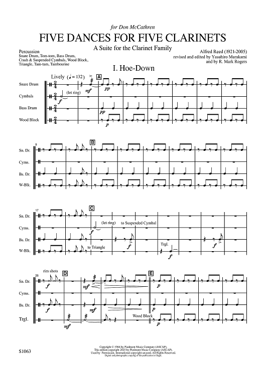 Five Dances for Five Clarinets - Percussion