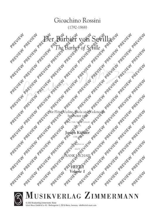 The Barber Of Seville - Score and Parts