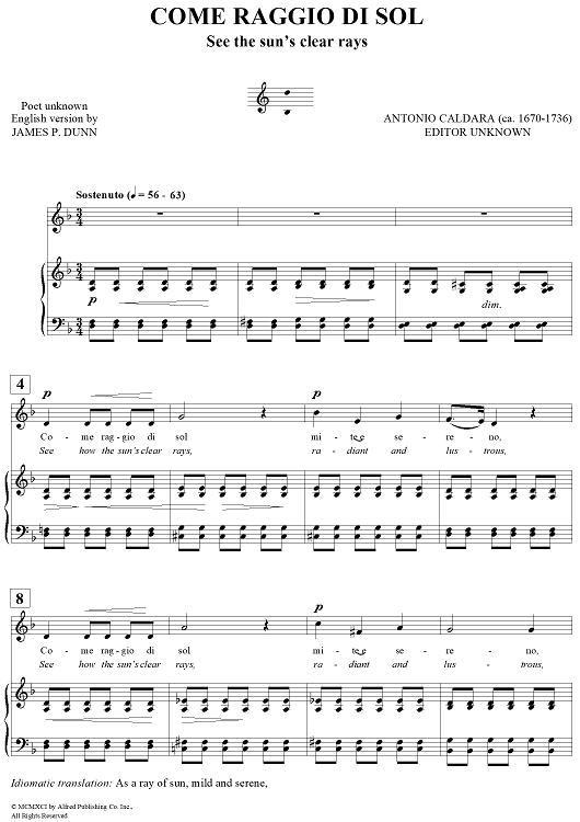 Come Raggio Di Sol (See the sun's clear rays)