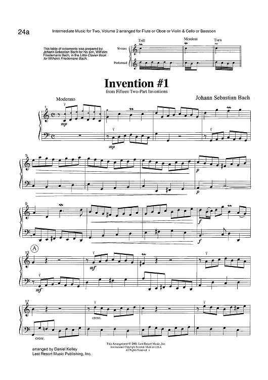 Invention #1 from Fifteen Two-Part Inventions