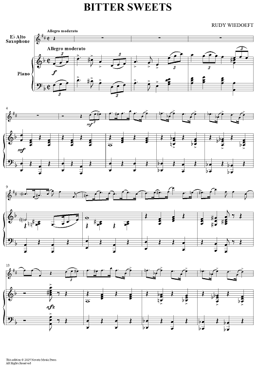 Bitter Sweets - Piano Score (for Alto Sax)