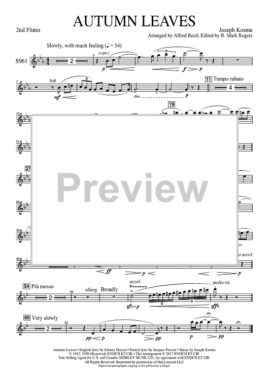 Autumn Leaves (Les feuilles mortes) - Flute 2